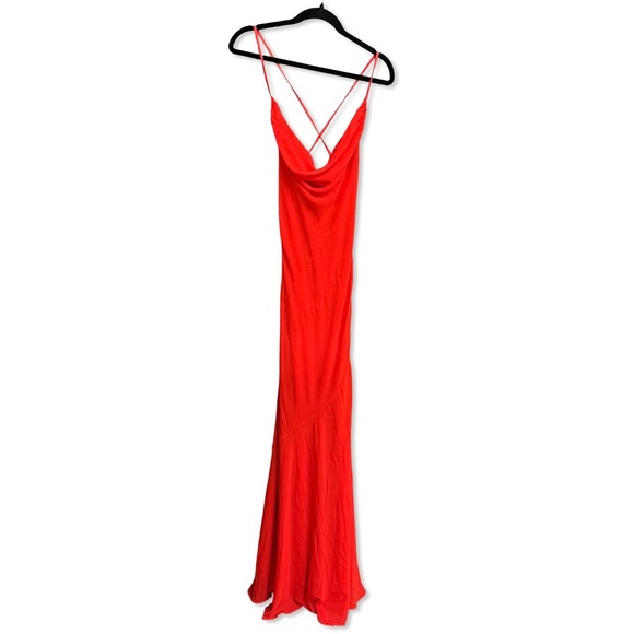 Michael Costello REVOLVE Chloe Gown Fiery Red lace back maxi dress NWT M - Picture 7 of 11